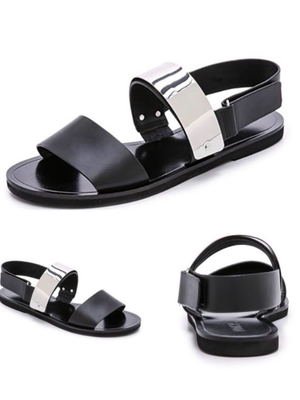 Vince Ciara Leather Slingback Sandals- size 8.5 Black with Silver Accent